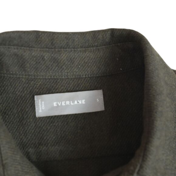 Everlane Shirt Mens Small Olive Green Heavyweight Overshirt Brush Flannel - Picture 4 of 8